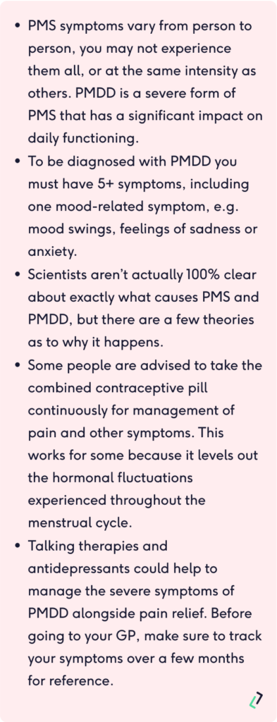 Shortened summary of the difference between pms and pmdd