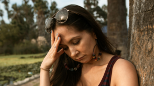 Anxious woman during perimenopause
